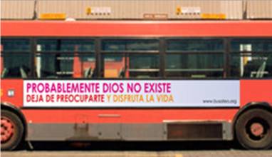 Mensaje en un autobús: Dios al habla.